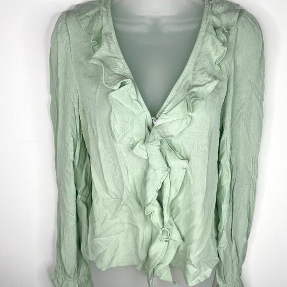 NWT H&M Divided Seafoam Green Peasant Blouse - Picture 2 of 8